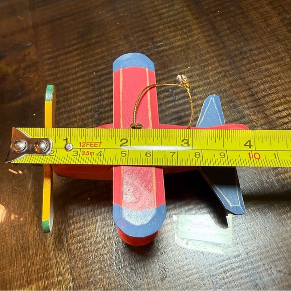 Pier 1 Imports Biplane Ornament Toy Airplane Christmas Tree Wood 2005 Vintage - Picture 6 of 8
